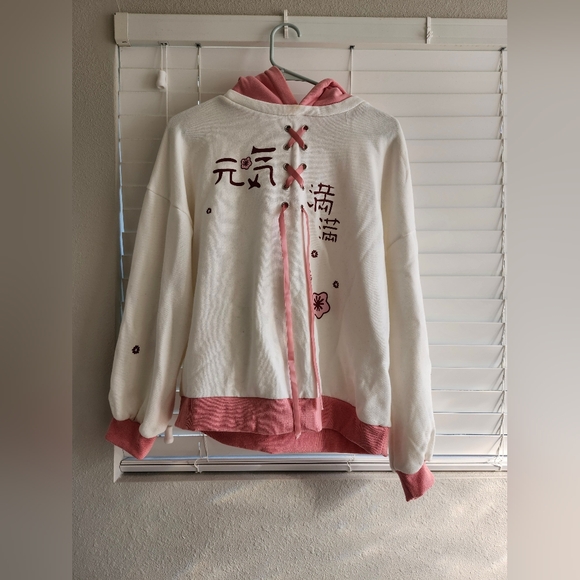 Sweaters - Cherry Blossom Pink and White Sweater M